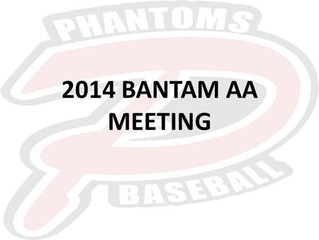 2014 BANTAM AA MEETING. WELCOME Coaching Staff – John Saunders – Head Coach – Dominic Burry – Assistant Coach – Brandon Jackson – Assistant Coach – Team.