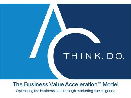 The Business Value Acceleration ™ Model Optimizing the business plan through marketing due diligence.