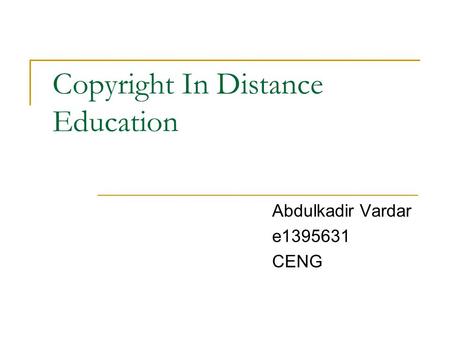 Copyright In Distance Education