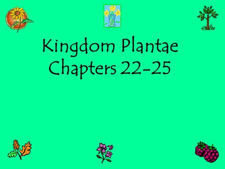 Kingdom Plantae Chapters 22-25. What Plants Need to Survive Minerals, gas exchange, and movement of materials alternation of generations—one generation.