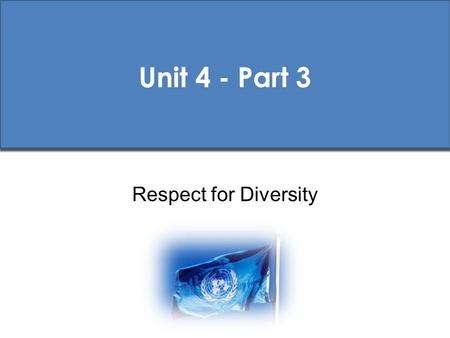 Unit 4 - Part 3 Respect for Diversity.