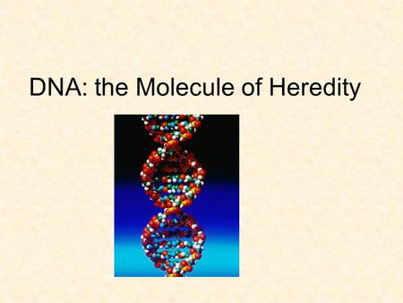 DNA: the Molecule of Heredity