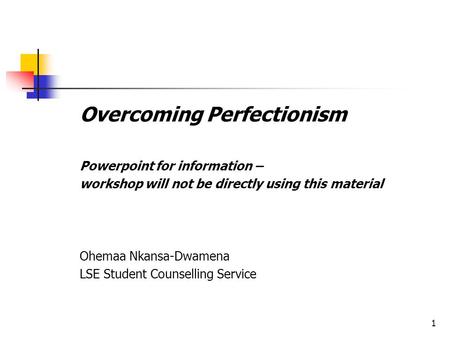 Overcoming Perfectionism