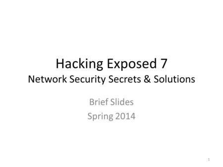 Hacking Exposed 7 Network Security Secrets & Solutions