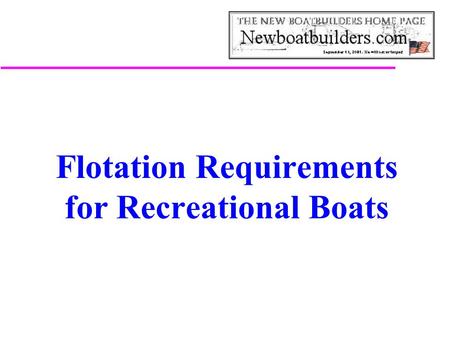 Flotation Requirements for Recreational Boats