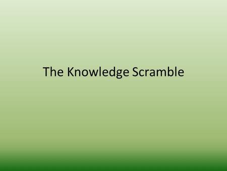 The Knowledge Scramble. What is another name for the land bridge?