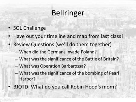 Bellringer SOL Challenge