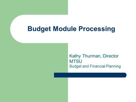 Budget Module Processing