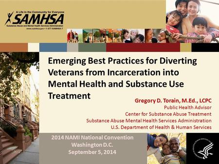 Gregory D. Torain, M.Ed., LCPC Public Health Advisor Center for Substance Abuse Treatment Substance Abuse Mental Health Services Administration U.S. Department.