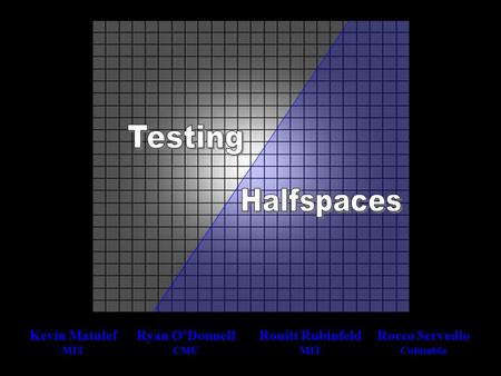 Kevin Matulef MIT Ryan O’Donnell CMU Ronitt Rubinfeld MIT Rocco Servedio Columbia.