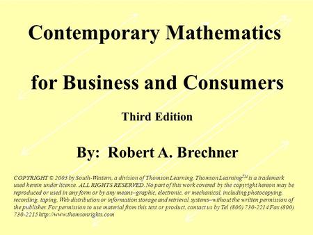 Contemporary Mathematics for Business and Consumers