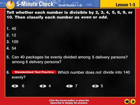 Transparency 3 Click the mouse button or press the Space Bar to display the answers.