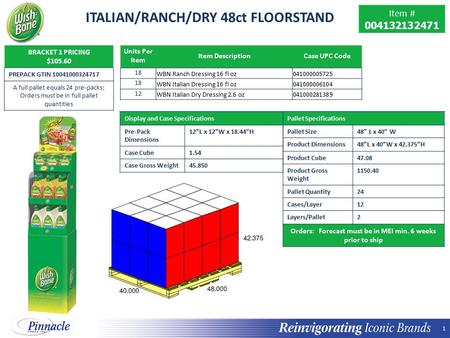 ITALIAN/RANCH/DRY 48ct FLOORSTAND