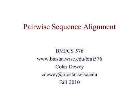 Pairwise Sequence Alignment