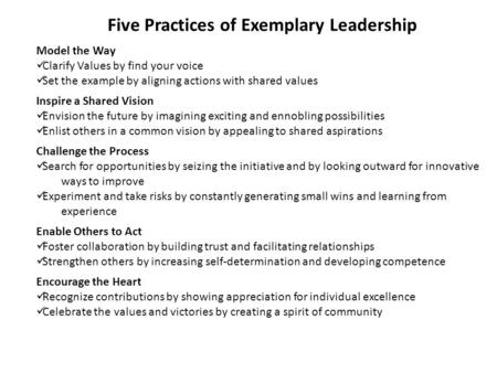 Five Practices of Exemplary Leadership