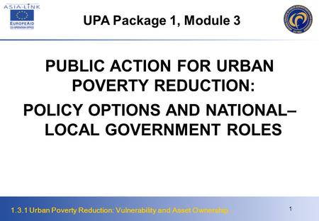 PUBLIC ACTION FOR URBAN POVERTY REDUCTION: