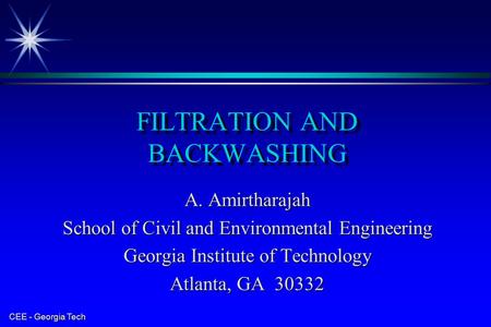 FILTRATION AND BACKWASHING