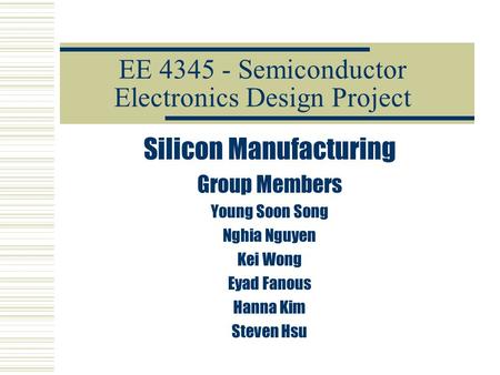 EE Semiconductor Electronics Design Project