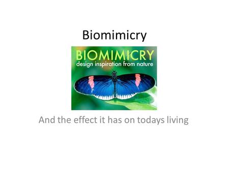 Biomimicry And the effect it has on todays living.