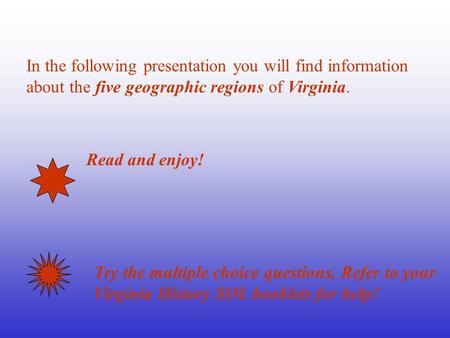 In the following presentation you will find information