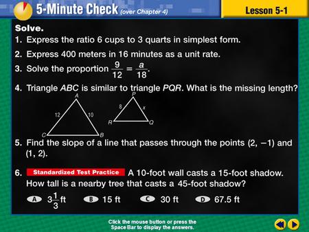 Transparency 1 Click the mouse button or press the Space Bar to display the answers.