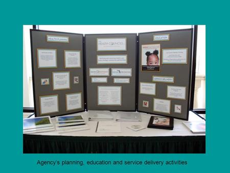 Agency’s planning, education and service delivery activities.