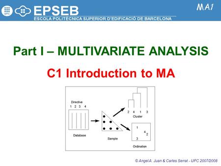 Part I – MULTIVARIATE ANALYSIS C1 Introduction to MA © Angel A. Juan & Carles Serrat - UPC 2007/2008.