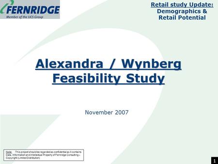 Note: This project should be regarded as confidential as it contains Data, Information and Intellectual Property of Fernridge Consulting – Copyright (Limited.