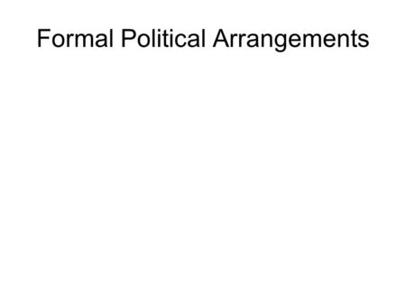 Formal Political Arrangements. URBAN POLITICAL INSTITUTIONS & PROCESSES The Legal Framework of Cities. A.The 10th Amendment of the U.S. Constitution states.