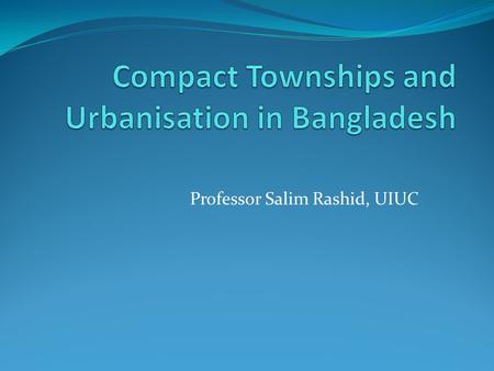 Professor Salim Rashid, UIUC. An agglomeration of houses, hospitals, schools, markets, rural industries and local governmental units with all basic services.