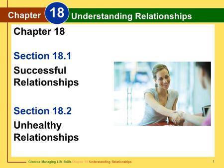 18 Chapter 18 Section 18.1 Successful Relationships Section 18.2