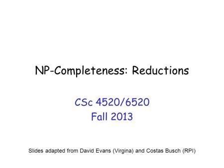 NP-Completeness: Reductions