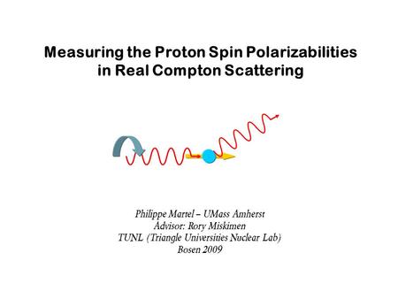 Measuring the Proton Spin Polarizabilities in Real Compton Scattering Philippe Martel – UMass Amherst Advisor: Rory Miskimen TUNL (Triangle Universities.