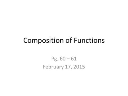 Composition of Functions