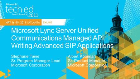 EXL402. 2 3 Microsoft.Speech SIP/SIMPLE (SIP Stack) SRTP/Codecs (Media Stacks) SRTP/Codecs (Media Stacks) Server SAPI (Speech Engines) UCMA Core API.