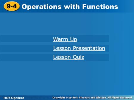 Operations with Functions