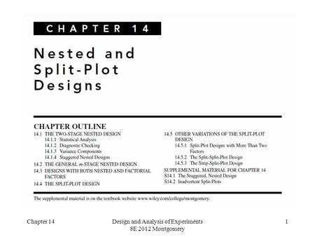 Chapter 14Design and Analysis of Experiments 8E 2012 Montgomery 1.