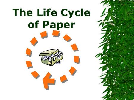 The Life Cycle of Paper. Where Do We Begin When Talking About Paper Throughout history paper has been made of recycled materials.