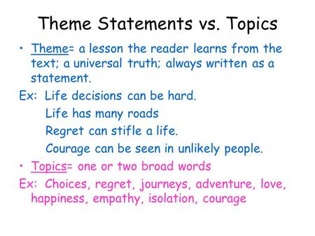 Theme Statements vs. Topics