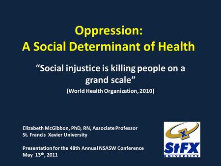 Oppression: A Social Determinant of Health