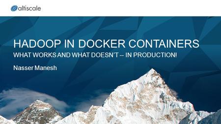 HADOOP IN DOCKER CONTAINERS