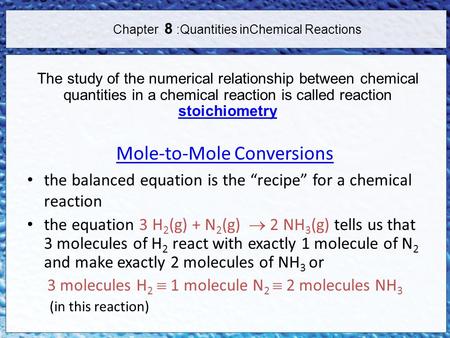 Mole-to-Mole Conversions