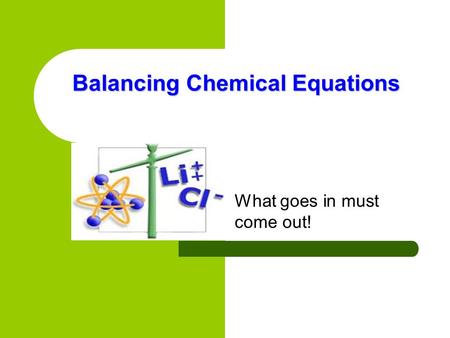 Balancing Chemical Equations