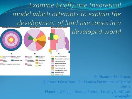 By Shannon Heffernan. Question taken from: The Human Environment Elective Unit 5. Planet and People, Second Edition, Leaving Certificate Geography.