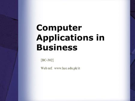 Computer Applications in Business