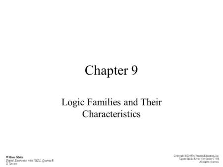 Logic Families and Their Characteristics