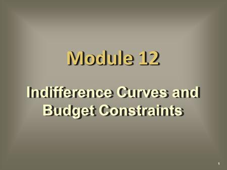 Indifference Curves and