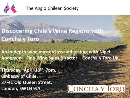 The Anglo Chilean Society cordially invites you to share an evening with Doug and Kris Tompkins Environmental Philanthropists and Entrepreneurs Cervantes.