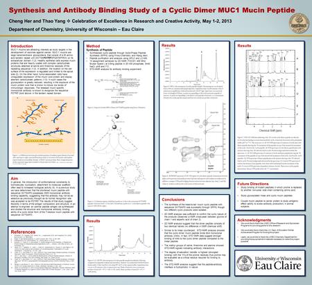 Results Cheng Her and Thao Yang  Celebration of Excellence in Research and Creative Activity, May 1-2, 2013 Department of Chemistry, University of Wisconsin.
