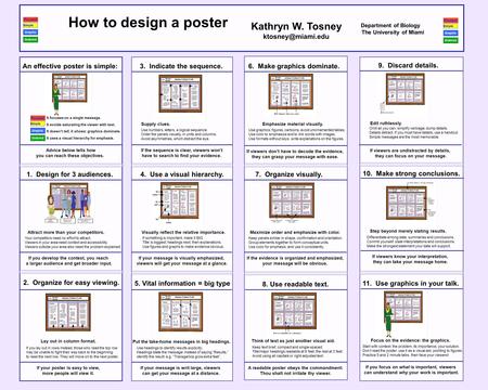 Focused Maximize order and emphasize with color. Keep panels similar in shape, confirmation and orientation. Group elements together to form conceptual.